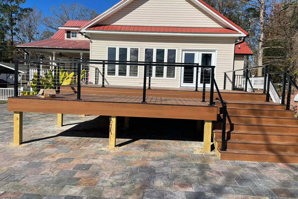 Beautiful wooden deck on a lake house built by Santee Home Improvements